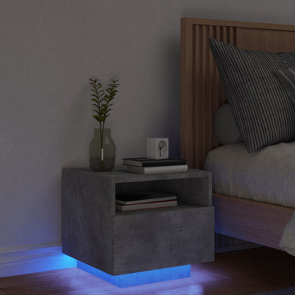 Nattbord Sengbord Betonggrå med LED 40x39x37 cm