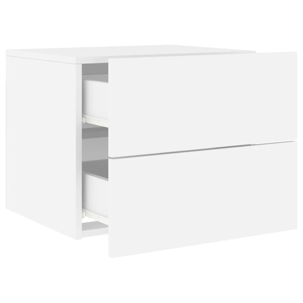 Nattbord Sengbord Hvit med LED-lys
