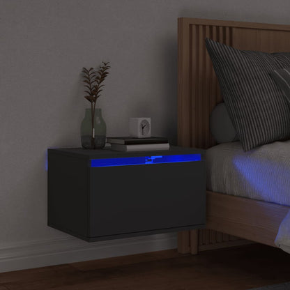 Nattbord Sengbord Svart med LED-lys