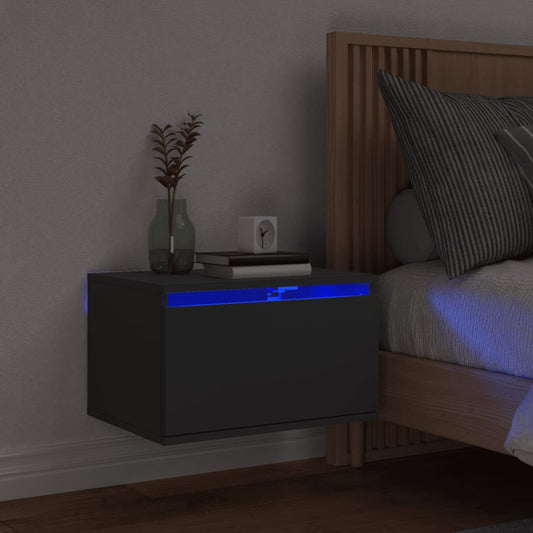 Nattbord Sengbord Svart med LED-lys