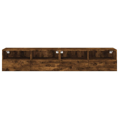 Vegghengte TV-benker 2 stk røkt eik 80x30x30 cm konstruert tre