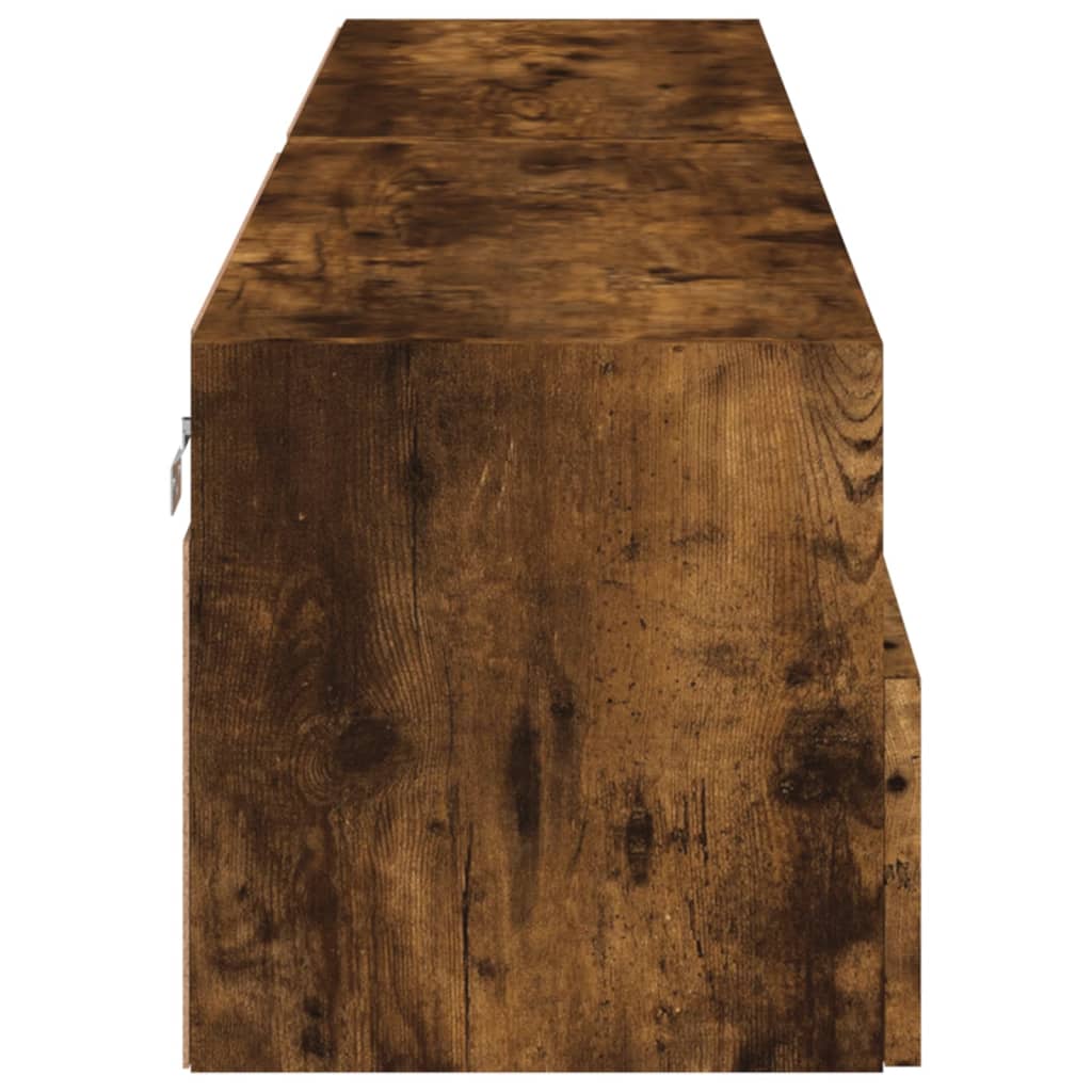 Vegghengte TV-benker 2 stk røkt eik 80x30x30 cm konstruert tre