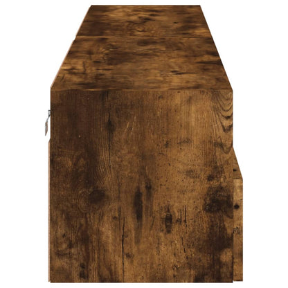 Vegghengte TV-benker 2 stk røkt eik 80x30x30 cm konstruert tre
