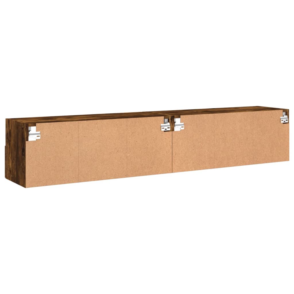 Vegghengte TV-benker 2 stk røkt eik 80x30x30 cm konstruert tre