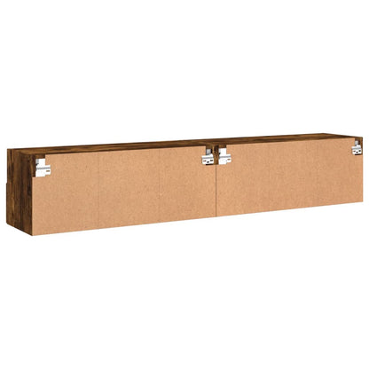 Vegghengte TV-benker 2 stk røkt eik 80x30x30 cm konstruert tre