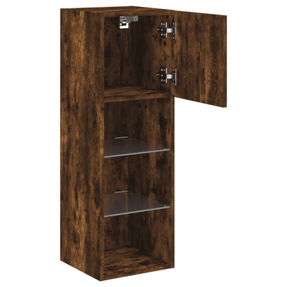 TV-benker med LED-lys 2 stk røkt eik 30,5x30x90 cm