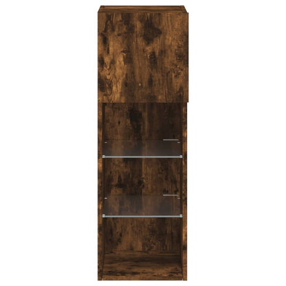 TV-benker med LED-lys 2 stk røkt eik 30,5x30x90 cm