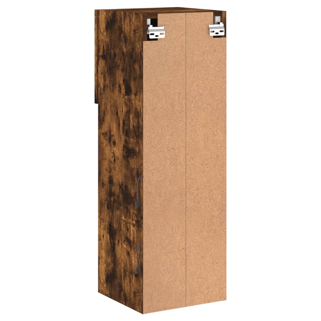 TV-benker med LED-lys 2 stk røkt eik 30,5x30x90 cm
