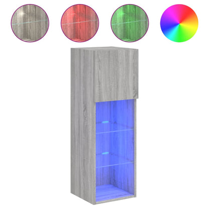 TV-Møbel Sonoma Grå TV-benk med LED-lys 30,5x30x90 cm