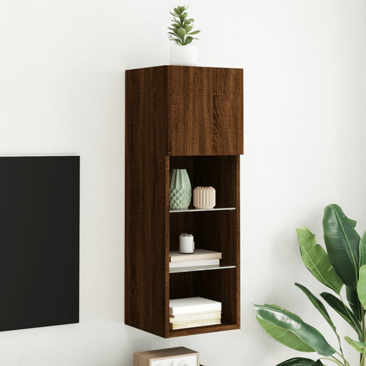 TV-Møbel Brun Eik Tv-benk med LED-lys 30,5x30x90 cm