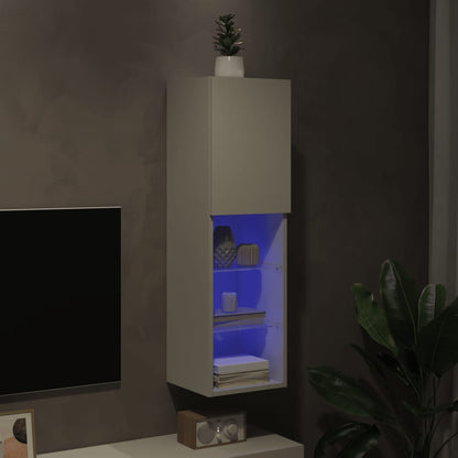 TV-Møbel Hvit Tv-benk med LED-lys 30,5x30x102 cm