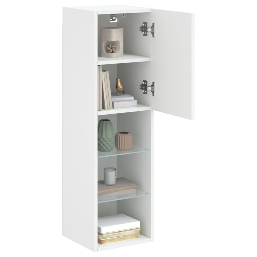 TV-Møbel Hvit Tv-benk med LED-lys 30,5x30x102 cm