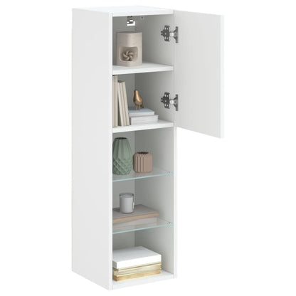 TV-Møbel Hvit Tv-benk med LED-lys 30,5x30x102 cm