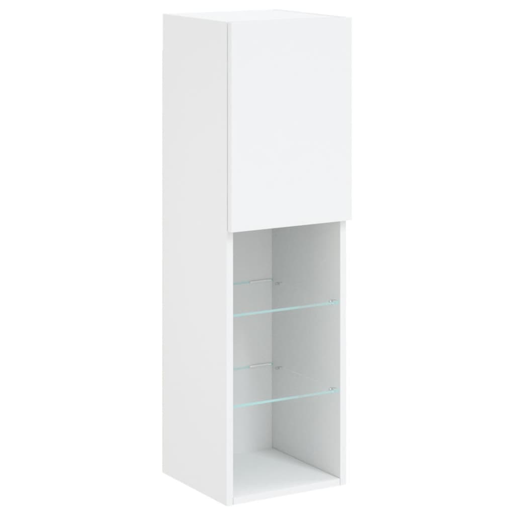TV-Møbel Hvit Tv-benk med LED-lys 30,5x30x102 cm