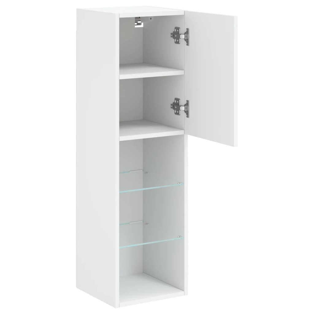 TV-Møbel Hvit Tv-benk med LED-lys 30,5x30x102 cm