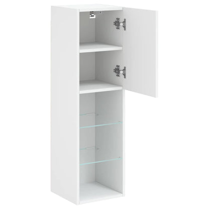 TV-Møbel Hvit Tv-benk med LED-lys 30,5x30x102 cm