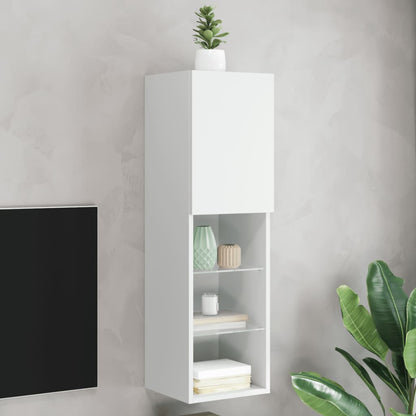 TV-Møbel Hvit Tv-benk med LED-lys 30,5x30x102 cm