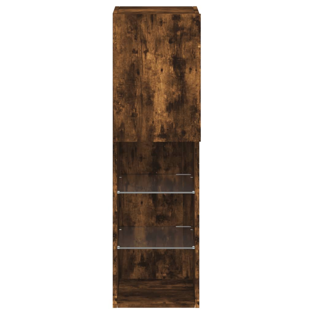 TV-benker med LED-lys 2 stk røkt eik 30,5x30x102 cm