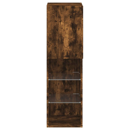 TV-benker med LED-lys 2 stk røkt eik 30,5x30x102 cm