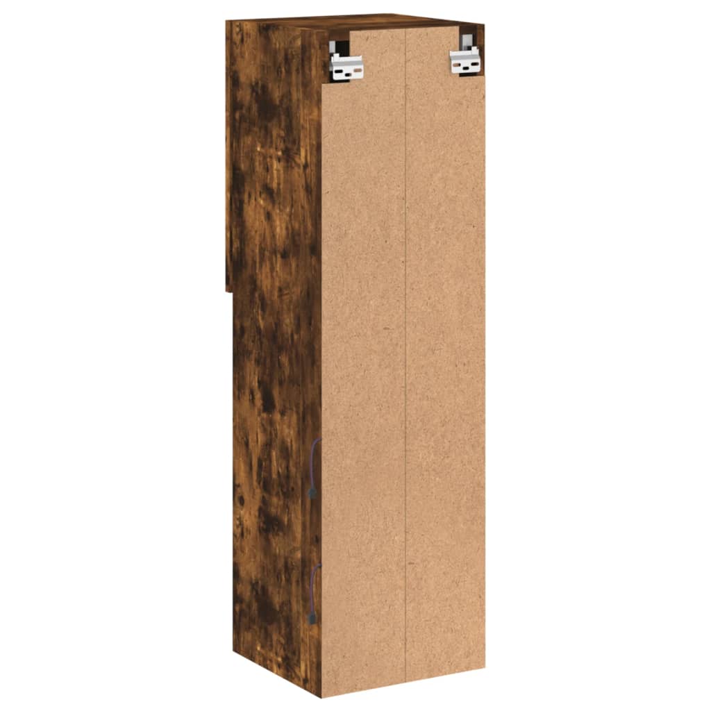TV-benker med LED-lys 2 stk røkt eik 30,5x30x102 cm