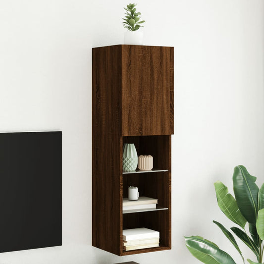 TV-Møbel Brun Eik Tv-benk med LED-lys 30,5x30x102 cm