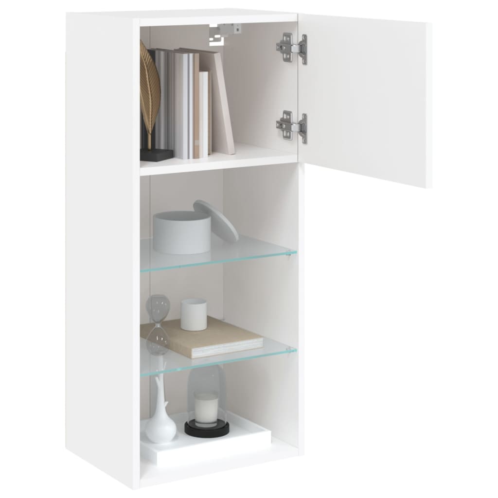 TV-Møbel Hvit TV-benk med LED-lys 40,5x30x90 cm