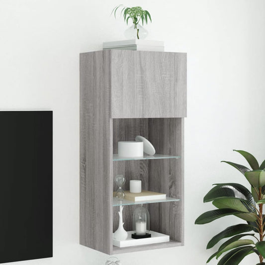 TV-Møbel Sonoma Grå Tv-benk med LED-lys 40,5x30x90 cm