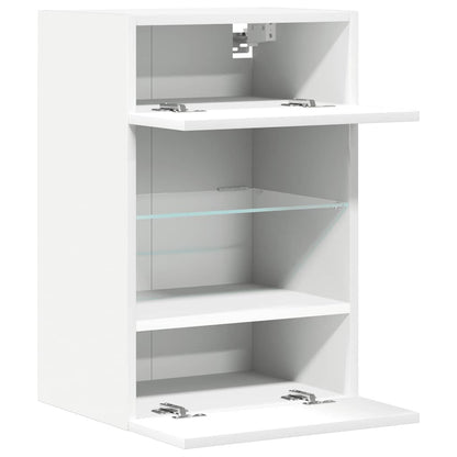 Vegghengte skap med LED-lys for TV 2 stk hvit 40x30x60,5 cm