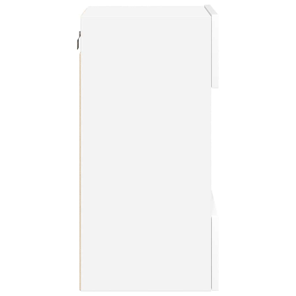Vegghengte skap med LED-lys for TV 2 stk hvit 40x30x60,5 cm