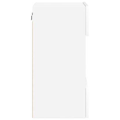 Vegghengte skap med LED-lys for TV 2 stk hvit 40x30x60,5 cm