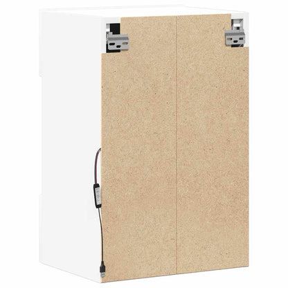 Vegghengte skap med LED-lys for TV 2 stk hvit 40x30x60,5 cm