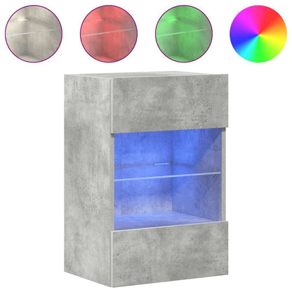 Vegghengte skap med LED-lys for TV 2 stk betonggrå 40x30x60,5 cm