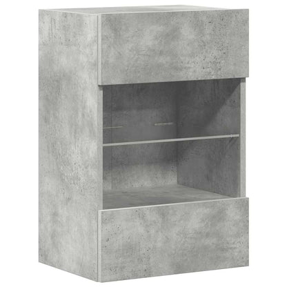 Vegghengte skap med LED-lys for TV 2 stk betonggrå 40x30x60,5 cm