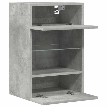 Vegghengte skap med LED-lys for TV 2 stk betonggrå 40x30x60,5 cm