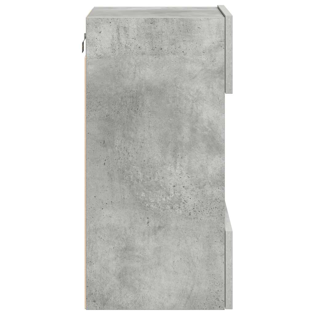 Vegghengte skap med LED-lys for TV 2 stk betonggrå 40x30x60,5 cm