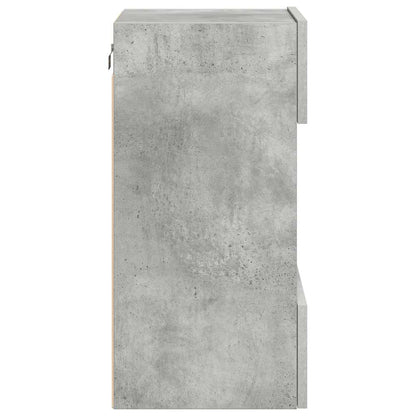 Vegghengte skap med LED-lys for TV 2 stk betonggrå 40x30x60,5 cm