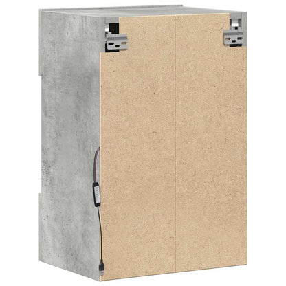 Vegghengte skap med LED-lys for TV 2 stk betonggrå 40x30x60,5 cm