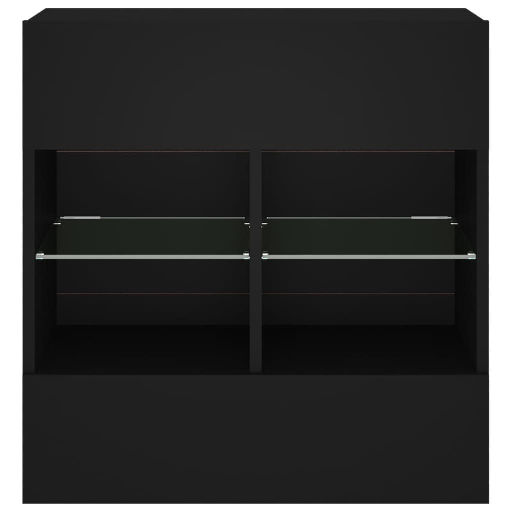 Vegghengt TV-benk med LED svart 58,5x30x60,5 cm