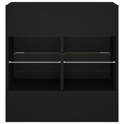 Vegghengt TV-benk med LED svart 58,5x30x60,5 cm