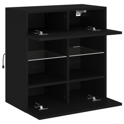 Vegghengt TV-benk med LED svart 58,5x30x60,5 cm