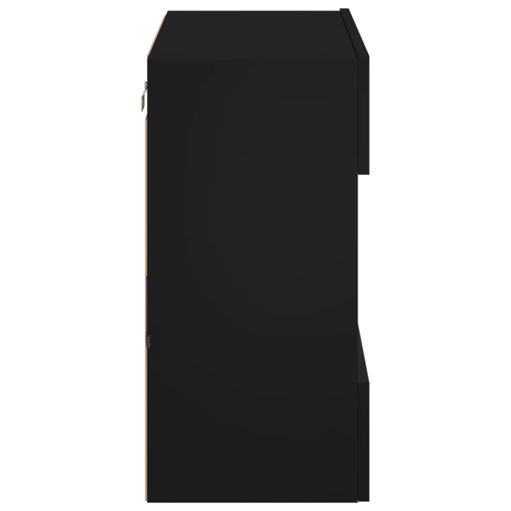 Vegghengt TV-benk med LED svart 58,5x30x60,5 cm