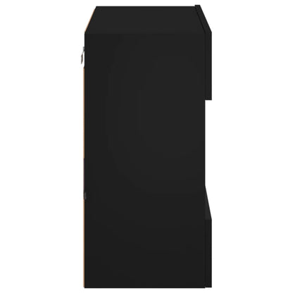 Vegghengt TV-benk med LED svart 58,5x30x60,5 cm