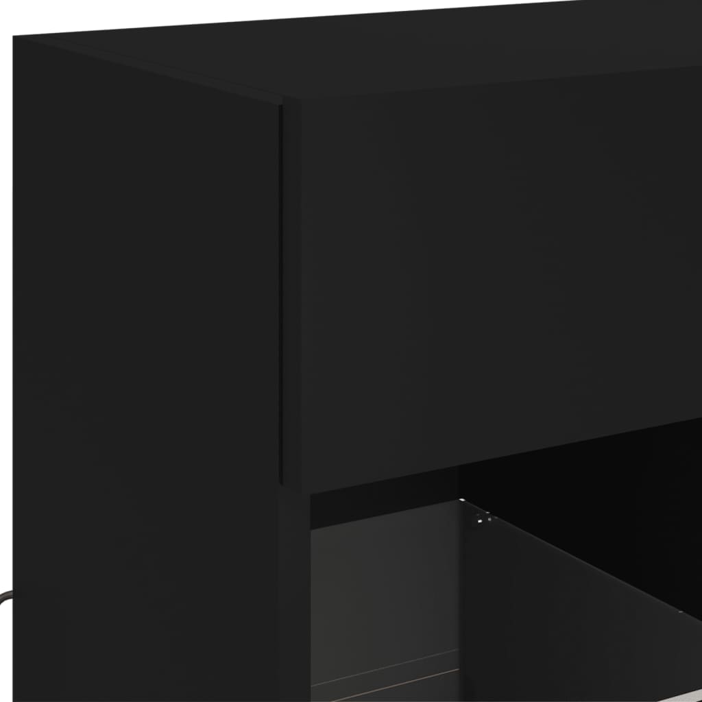 Vegghengt TV-benk med LED svart 58,5x30x60,5 cm