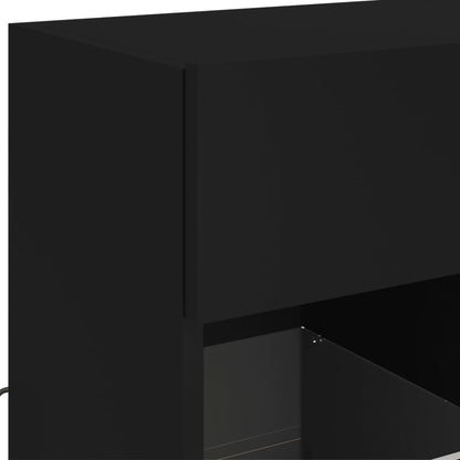 Vegghengt TV-benk med LED svart 58,5x30x60,5 cm