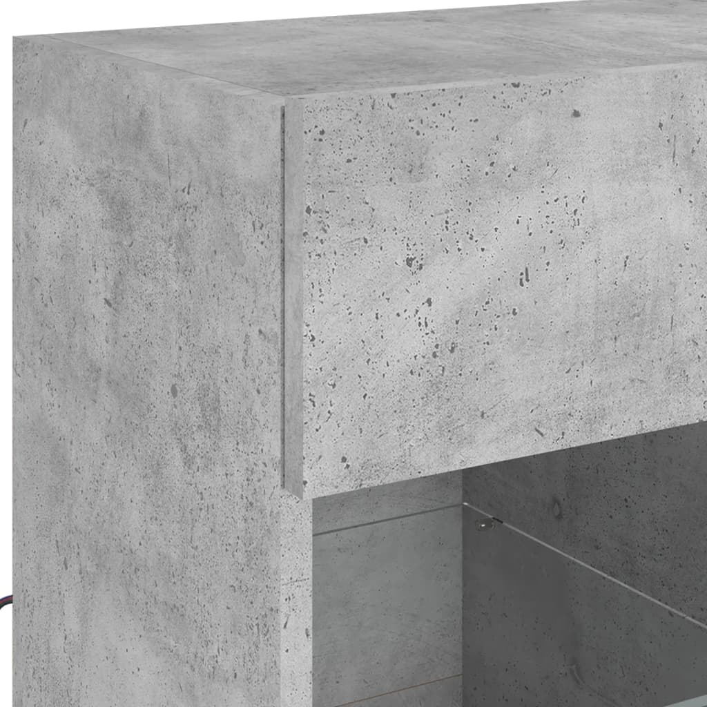 Vegghengt TV-benk med LED-lys betonggrå 58,5x30x60,5 cm