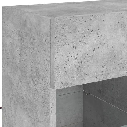 Vegghengt TV-benk med LED-lys betonggrå 58,5x30x60,5 cm
