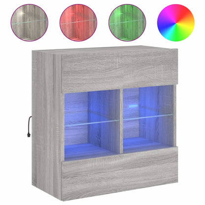 Vegghengt TV-benk med LED grå sonoma 58,5x30x60,5 cm