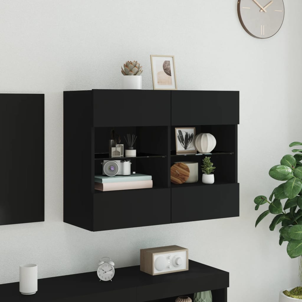 TV-Møbel Svart TV-benk med LED 78,5x30x60,5 cm