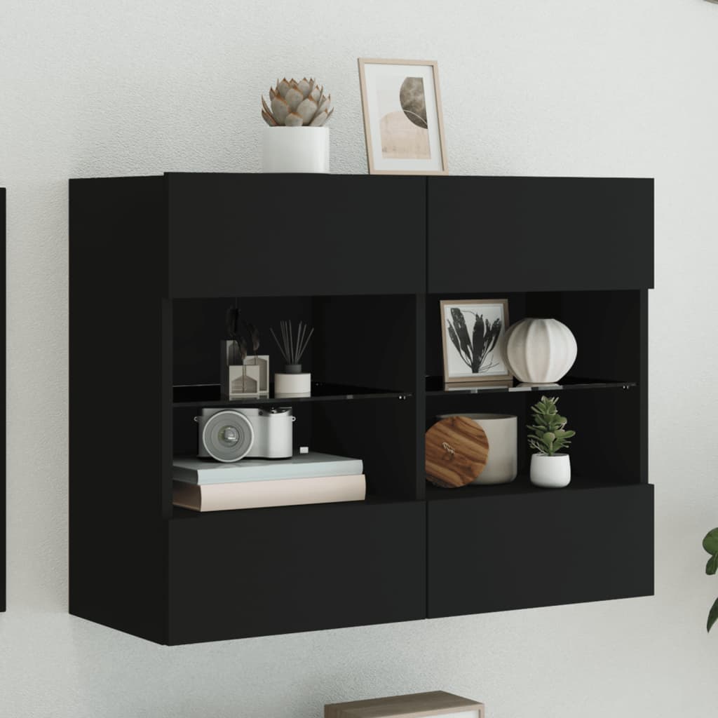 TV-Møbel Svart TV-benk med LED 78,5x30x60,5 cm