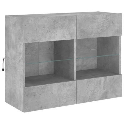 TV-Møbel Betonggrå TV-benk med LED-lys 78,5x30x60,5 cm